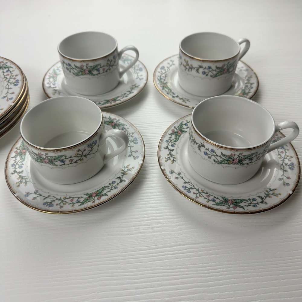 Farberware Wellesley 486 Fine China Floral Tea Set 12pc Service for 4 Gold Trim